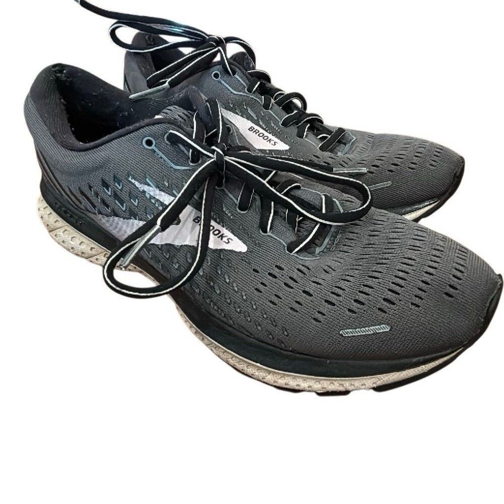 Brooks Ghost Gray/Black Solid Low Top Lace-Up Running Sneakers Mesh Upper size 9 - Picture 1 of 16
